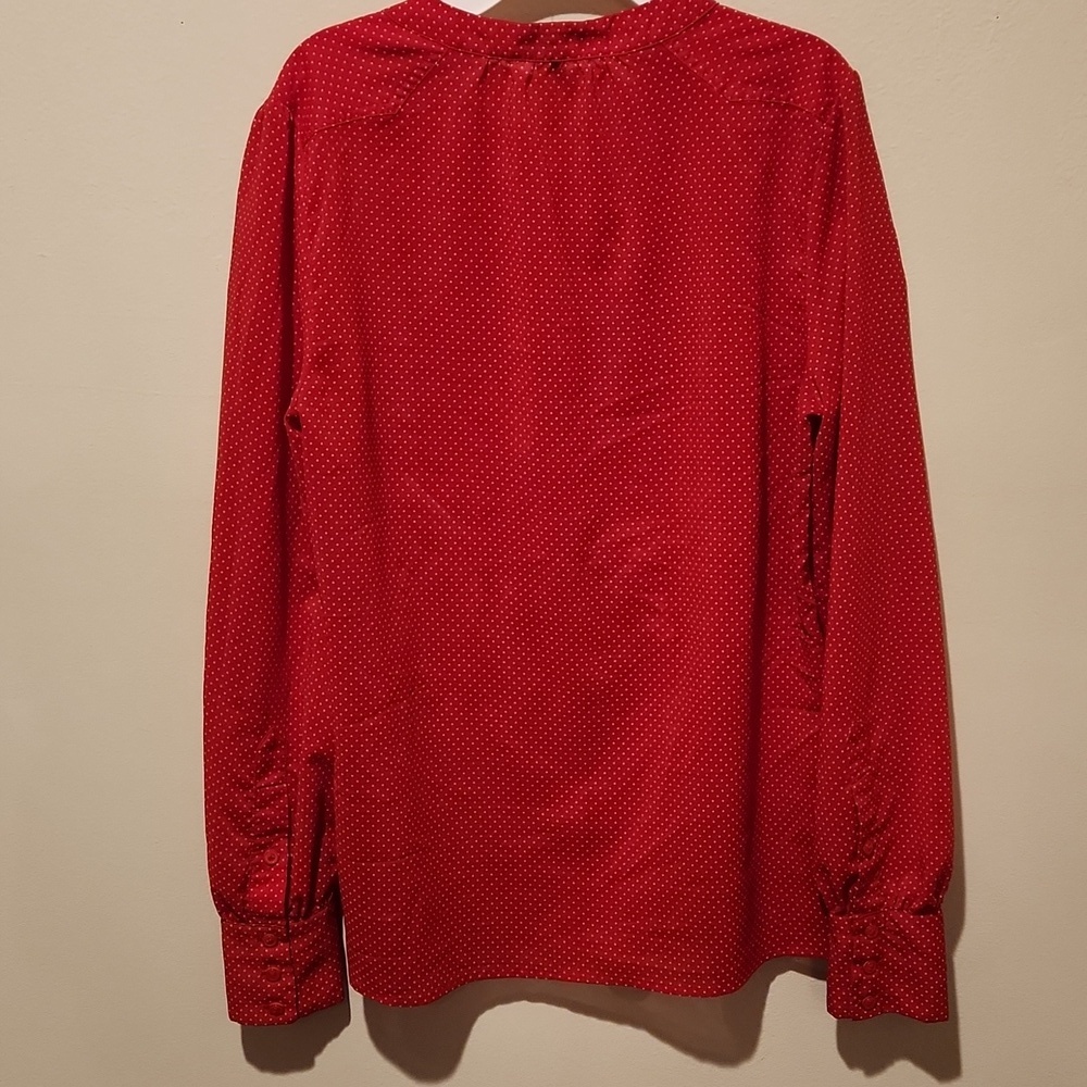❤ J CREW RED PINTUCK RUFFLE BIB BUTTON DOWN POLKA DOT TOP / SHIRT, 4 - Picture 10 of 10